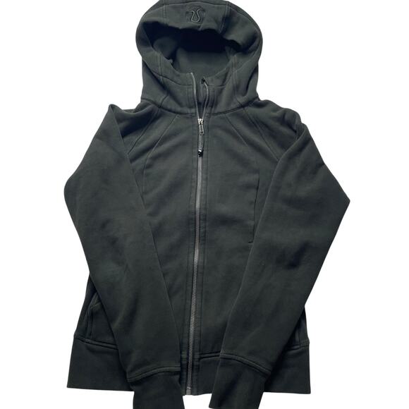 Lululemon Scuba Full Zip Hoodie Light Cotton Fleece Dark Green Sz 6 Athleisure - Picture 1 of 4